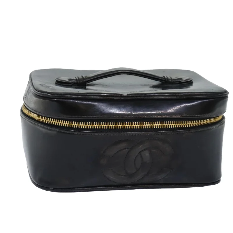 Chanel bags available at online luxury retaileCHANEL COCO Mark Vanity Pouch Patent leather Black Gold CC  bs18347