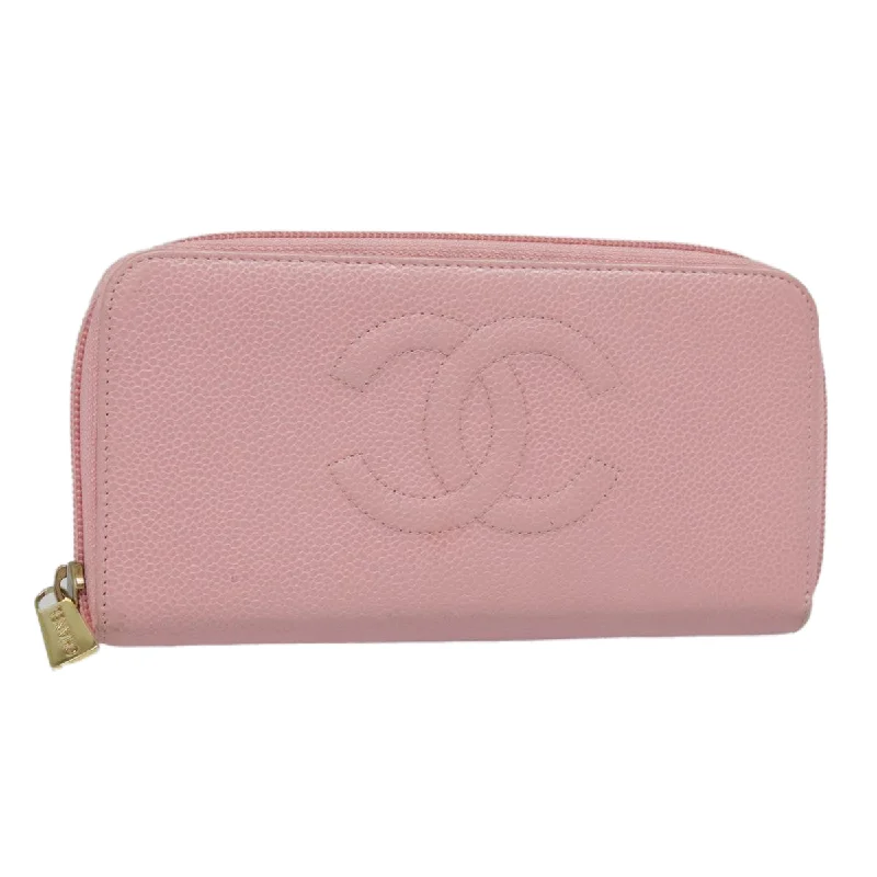 Chanel Quilted Leather Shoulder Bag for FashionistasCHANEL COCO Mark Wallet Caviar Skin Pink Gold CC  yk15247