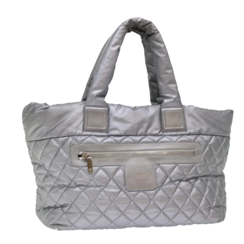 Chanel Handbag with Adjustable Strap for ComfortCHANEL Cococoon Hand Bag Nylon Silver CC  bs7271