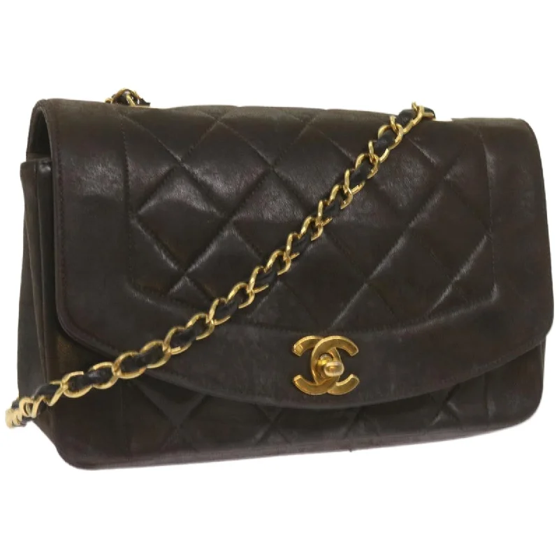 Chanel Vintage Inspired Handbag for Retro LoversCHANEL Diana Matelasse Chain Shoulder Bag Leather Black CC  66875