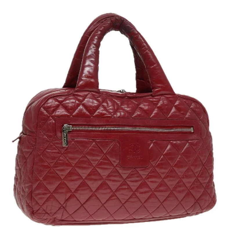 Chanel bags with classic and elegant designsCHANEL Hand Bag Lamb Skin Red Silver CC  bs17618