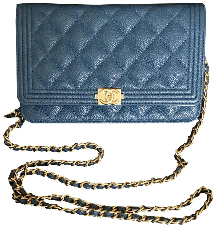 Chanel bags with classic and elegant designsChanel Le Boy Wallet On Chain – WOC Dark Blue Caviar Gold-Toned