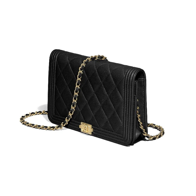 Chanel Luxury Handbag for High - End EventsChanel Le Boy Wallet On Chain – WOC Grained Calfskin Gold-Toned Black