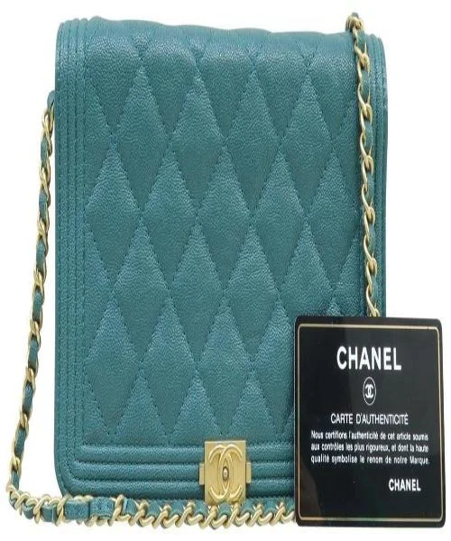 Chanel bags for women with minimalist styleChanel Le Boy Wallet On Chain – WOC Teal Caviar Gold-Toned