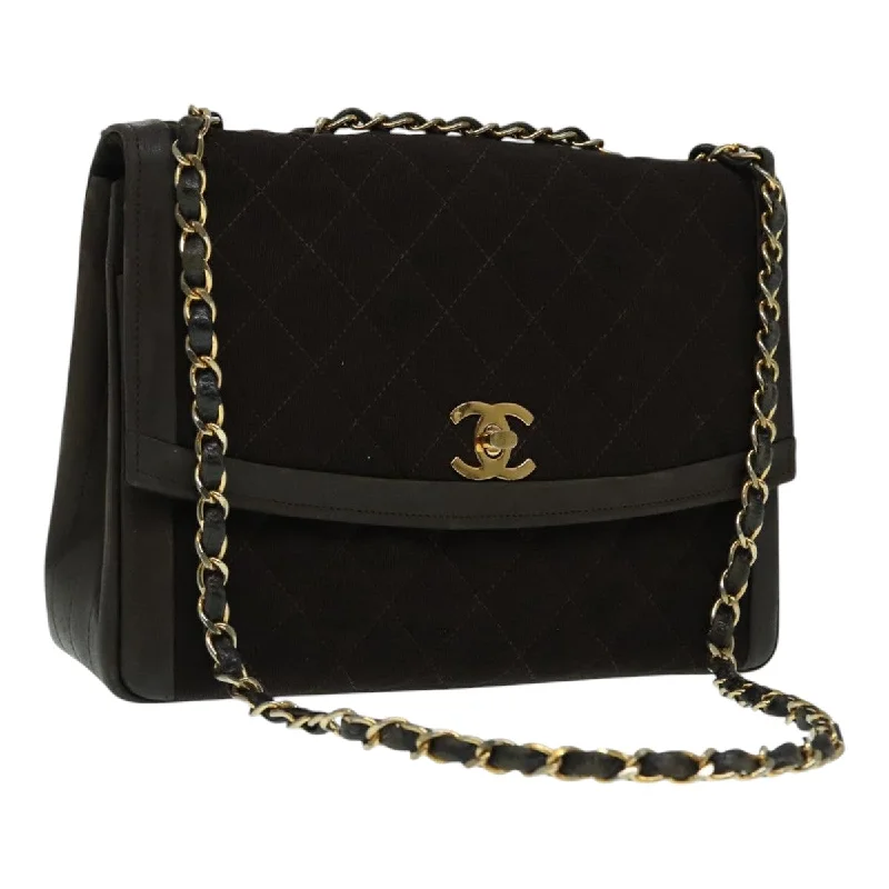 Chanel bags for a polished and professional appearanceCHANEL Matelasse Chain Hand Bag Cotton Brown Gold CC  bs18526