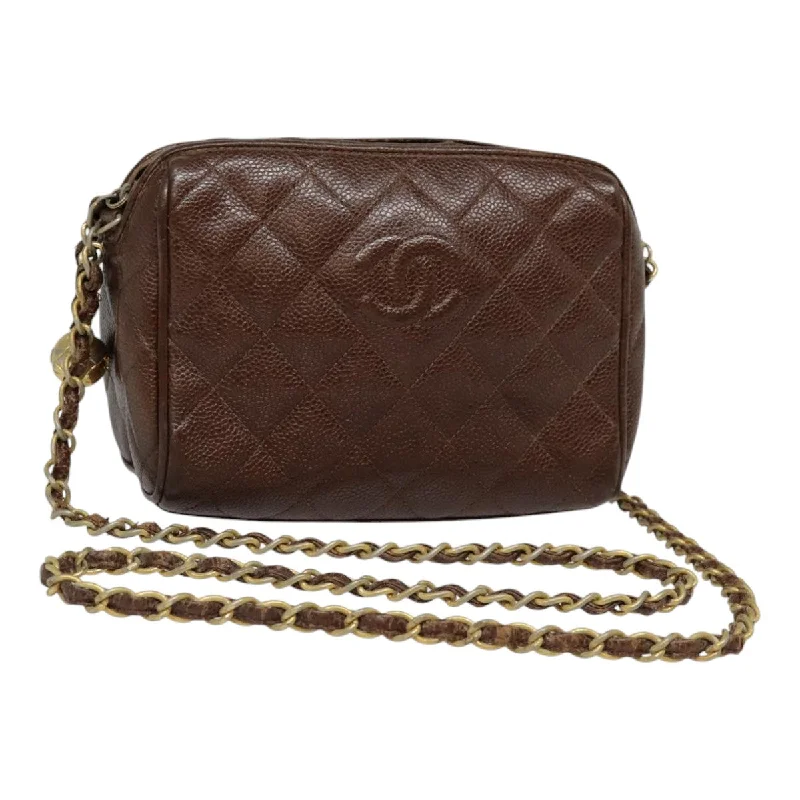 Chanel bags for women who appreciate fine craftsmanshipCHANEL Matelasse Chain Shoulder Bag Caviar Skin Brown Gold CC  bs18534