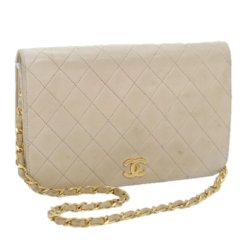 Chanel Vintage Inspired Handbag for Retro LoversCHANEL Matelasse Chain Shoulder Bag Lamb Skin Beige Gold CC  93236