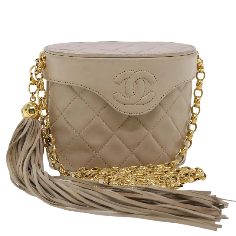 Chanel Colorful Handbag for Spring OutfitsCHANEL Matelasse Chain Shoulder Bag Lamb Skin Beige Gold CC  bs18171