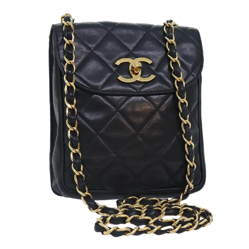 Chanel Colorful Handbag for Spring OutfitsCHANEL Matelasse Chain Shoulder Bag Lamb Skin Black CC  yk14961A