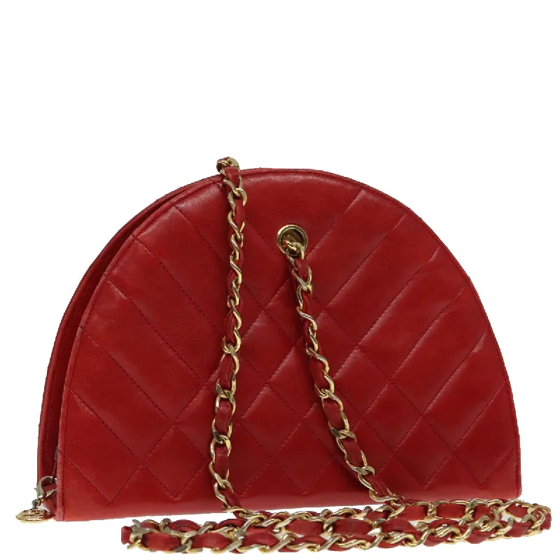 Chanel Classic Flap Bag for Evening PartyCHANEL Matelasse Chain Shoulder Bag Lamb Skin Gold Red CC  bs18461