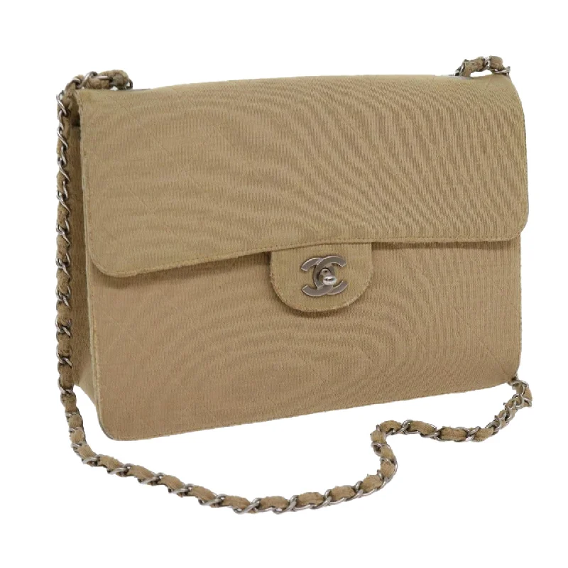 Chanel Limited Edition Handbag for CollectorsCHANEL Matelasse Chain Turn Lock Shoulder Bag cotton Beige CC  bs13037