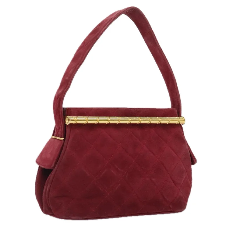 Chanel Medium Tote Bag for Office LadiesCHANEL Matelasse Hand Bag Suede Red Gold CC  88279