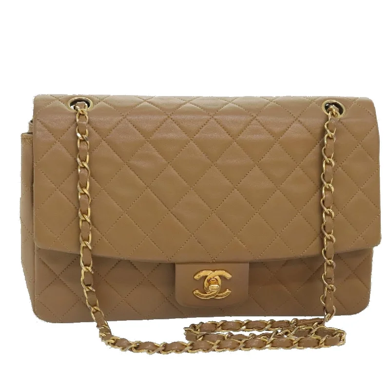 Chanel All - Match Handbag for Versatile StylingCHANEL Matelasse Turn Lock Chain Shoulder Bag Lamb Skin Brown Gold CC  kk335