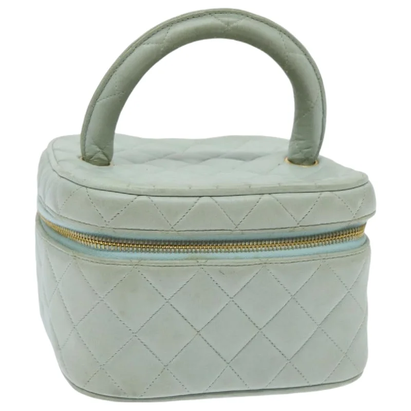 Chanel bags available in bold colors and patternsCHANEL Matelasse Vanity Cosmetic Pouch Lamb Skin Blue Gold CC  yk15445