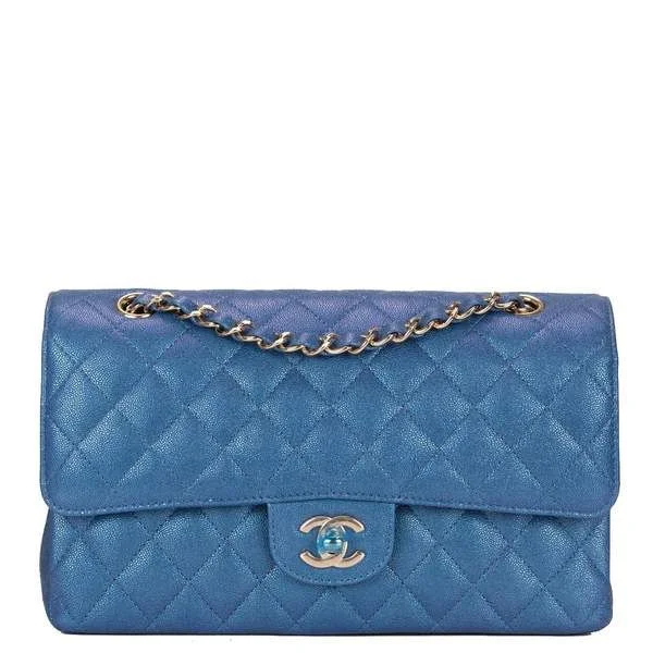 Chanel bags for women who love timeless fashionChanel Medium Classic Flap Bag Iridescent Blue