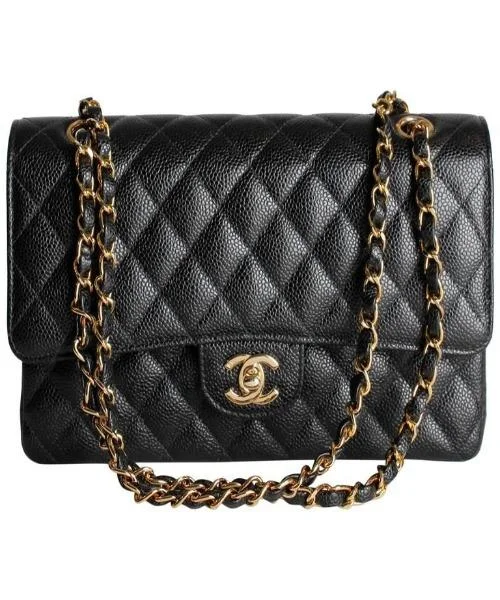 Chanel bags with gold, silver, and pearl accentsChanel Medium Classic Handbag Black