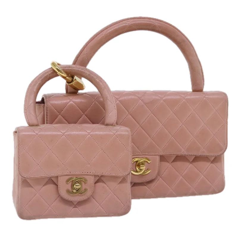 Chanel bags with exclusive seasonal designs and materialsCHANEL Parent Child Bag Hand Bag Lamb Skin Pink Gold CC  90957A