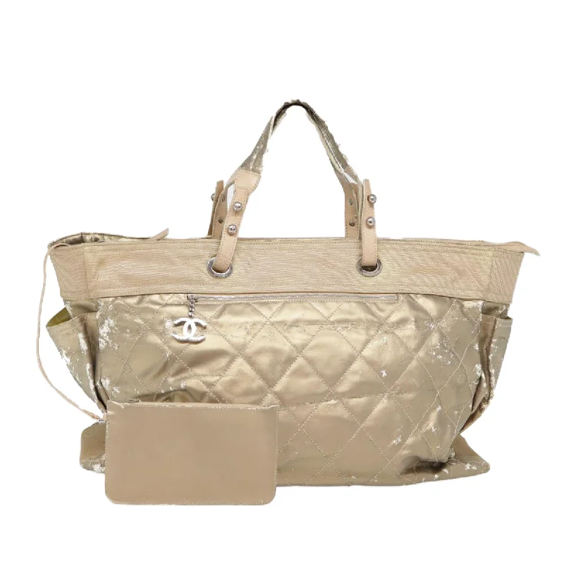 Chanel bags with modern touchesCHANEL Paris Biarritz Hand Bag Coated Canvas Gold Silver CC  bs17532