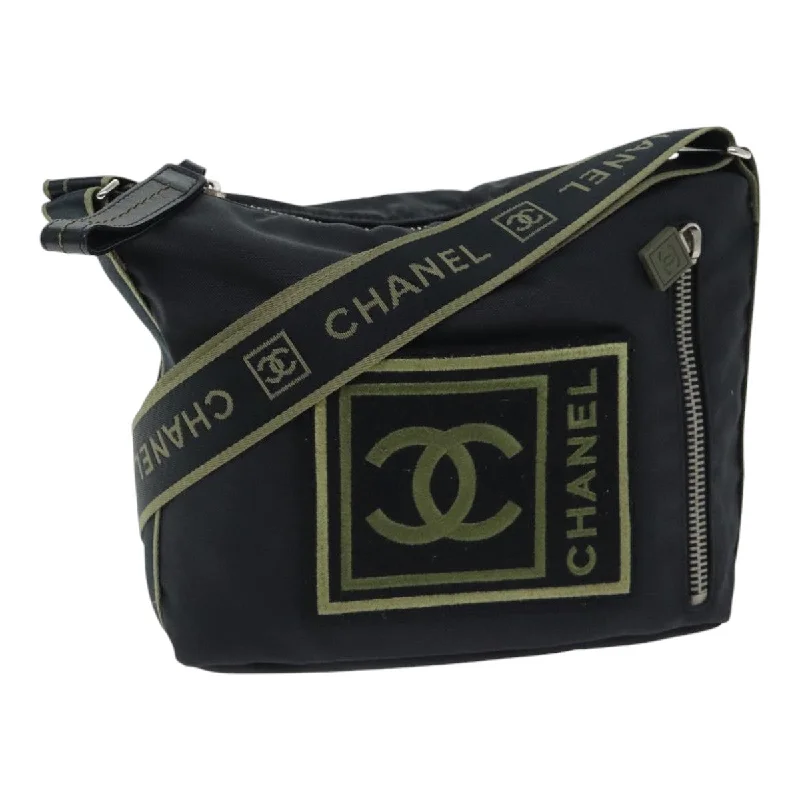 Chanel bags for a polished and professional appearanceCHANEL Sports COCO Mark Shoulder Bag Nylon Black Silver CC  yk15256