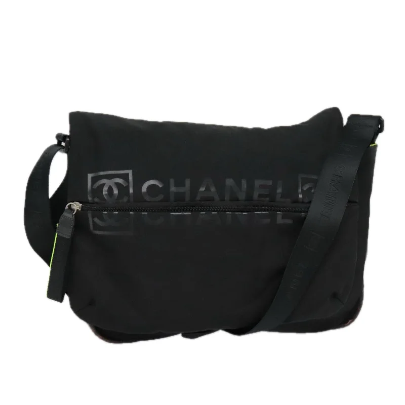 Chanel bags with classic and elegant designsCHANEL Sports Shoulder Bag Nylon Black Silver CC  bs18444