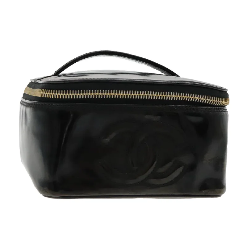 Chanel Black Handbag for Business MeetingsCHANEL Vanity Cosmetic Pouch Patent leather Black Gold CC  bs18658