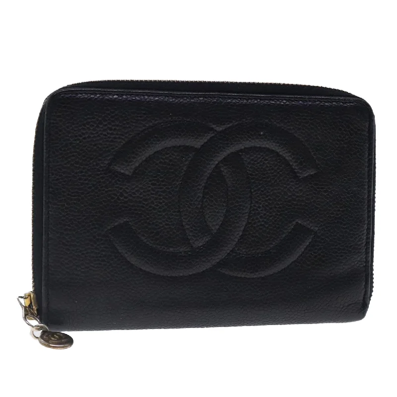 Chanel bags for women who appreciate fine craftsmanshipCHANEL Wallet Caviar Skin Black Gold CC  bs18702