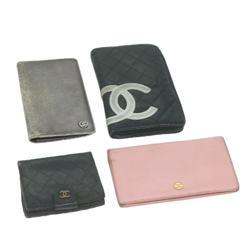 Chanel bags available in bold colors and patternsCHANEL Wallet Leather 4Set Black Pink Silver CC  bs11167