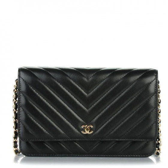 Chanel classicChanel Wallet On Chain – WOC Chevron Lambskin Black Silver-Toned