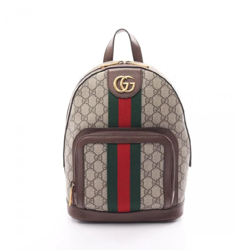 Women Gucci backpacks with a luxurious leather finishGucci Ophidia GG Supreme Backpack Rucksack PVC Leather Beige Multicolor 881540