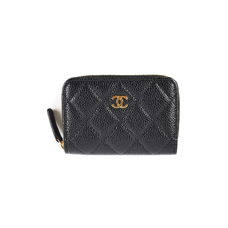 Chanel bags with adjustable chain strapsITEM 3 - Chanel Zipper Black Caviar Cardholder (microchipped)